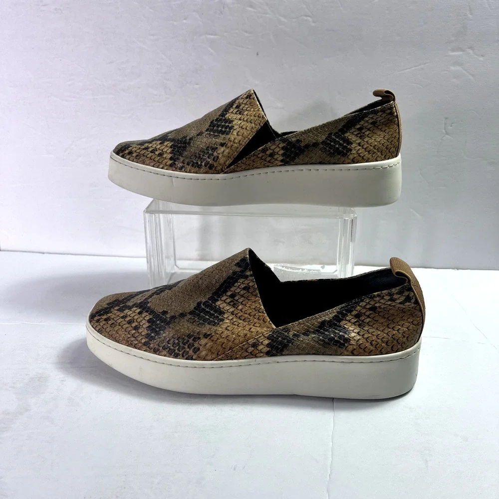 Vince Sneakers Womens 7.5M EUR 37.5 Saxon 2 Snakeskin Leather Platform Slip On